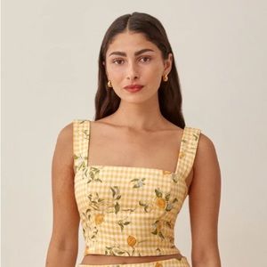 Reformation Vio Linen Top in Lemon Meringue